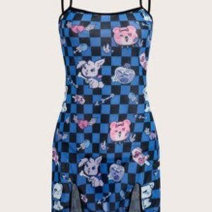 Anime checker board slip and thong